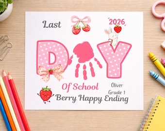 Last day of school handprint printable kindergarten daycare fine motor craft keepsake gift last school day craft digital download