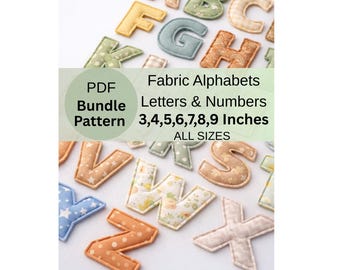 Fabric Alphabet Letters and Numbers All Sizes Pattern Bundle, 3 to 9 inch,Name Banner Garland ,Alphabet Sewing Pattern,Puffy letters pattern
