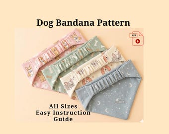 Dog Scrunchie Bandana sewing pattern All sizes, elastic pet bandana, dog gift, pet accessory, collar dog bandana, sewing pattern digital