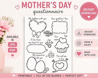 All about mom printable coloring page, mother's day questionnaire, mother's day coloring page, mother's day worksheet,teacher resourse pre K