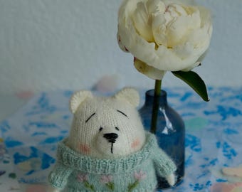 Knitted Bear Keychain: Handmade Bag Charm