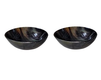 Handcrafted Viking Horn Bowls: Polished Buffalo Horn Set, 8 inch