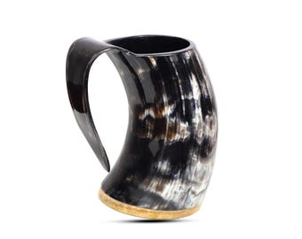Mug Viking en corne à boire : véritable corne de bœuf, style médiéval