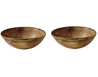 Handcrafted Viking Horn Bowls: Polished Buffalo Horn Set, 8 inch