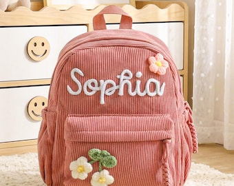 Personlig manchesterryggsäck för småbarn, skolväska med eget namn, present till småbarn, present till skolan, present till barn, dagisväska, miniryggsäck