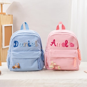 Personalized Corduroy Toddler Backpack,Custom Name School Bag,Back to school gift,Summer Camp Bag