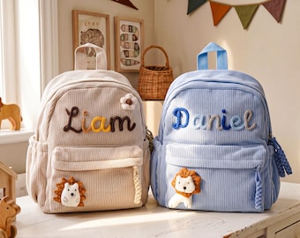 Personalized Corduroy Toddler Backpack,Custom Name School Bag,Back to school gift,Summer Camp Bag
