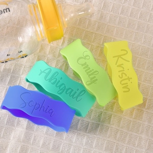 Custom Name Silicone Bottle labels,Personalized Engraved Silicone Bottle Bands,Water Bottle Labels for Kids,Labels for Sippy Cup,Baby Gifts