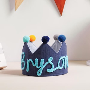 Keepsake for First Birthday Party, Hand Crochet Crown for Baby and Children&#39;s Birthdays, Custom Name Baby Crown, Gifts for Kids,Party Hats