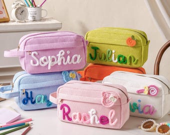 Personalized Corduroy Pencil Case, Large Capacity, Kids School Bag, Back to School Gifts