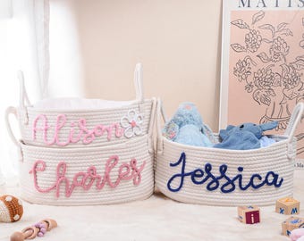 Personalized Baby Name Basket, Custom Baby Shower Basket, Newborn Baby Nursery Gifts, Handmade Baby Shower Gift, Toy Basket, New Mom Gift