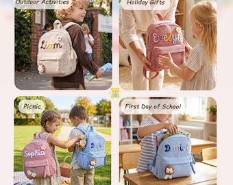 Personalized Corduroy Toddler Backpack,Custom Name School Bag,Back to school gift,Summer Camp Bag,Mini Backpack