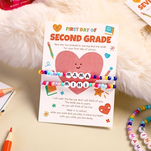 Back to School Charm Beaded Bracelet, Mommy and Me Matching Bracelets, Back To School Gifts, First Day Of School Bracelet Set, Preschool