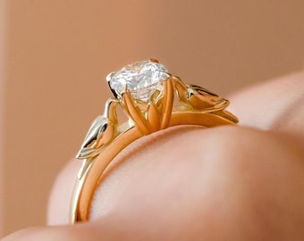 Anillo de compromiso con diseño de pájaro, anillo de compromiso con ala de paloma, solitario de diamante cultivado en laboratorio, anillo de boda certificado por IGI, símbolo de paz y libertad.