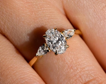 Anillo de diamante cultivado en laboratorio, anillo de compromiso vintage ovalado con diamante creado en laboratorio, anillo de boda solitario, anillo con certificado IGI, regalo para esposa