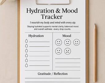 hydration tracker, mood tracker printable, self care printable, wellness journal page, water intake tracker, mental health worksheet