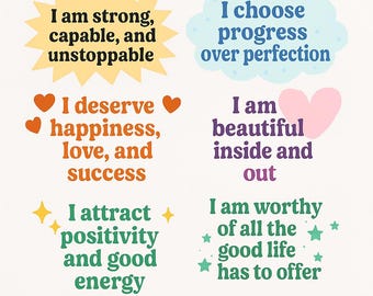 Mirror Affirmations Printable for Self Love | Daily Confidence & Healing Reset for Women | Positive Morning Routine Worksheet PDF