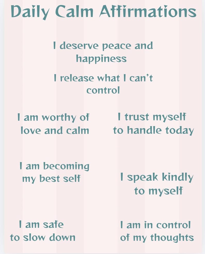 Anxiety Relief Affirmations Printable | Calm Your Mind & Stop ...