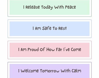Night Affirmations Printable | Evening Reset  Self Love | Calm Mind & Stress Relief | Digital Download