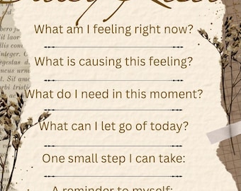 Daily Reset Journal Printable, Emotional Reset Worksheet, Self Reflection Prompts, Mental Health Reset, Healing Journal Page
