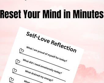 Self Love Worksheet Printable, Daily Reflection Journal PDF, Mental Health Check In, Self Care Planner, Guided Journal Prompts, Healing Work