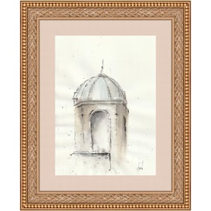 Architectural Urban Study in Ink and Watercolor