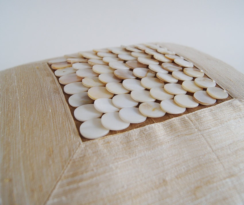 Decorative Pillow / Raw Silk Pillow With Mother of Pearl Etsy