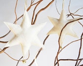 White Star Christmas Ornament/ Cream With Gold Jingle Bell/ Eco Felt / Handmade/ Ready to Ship