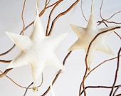 White Star Christmas Ornament/ Cream With Gold Jingle Bell/ Eco Felt / Handmade/ Ready to Ship