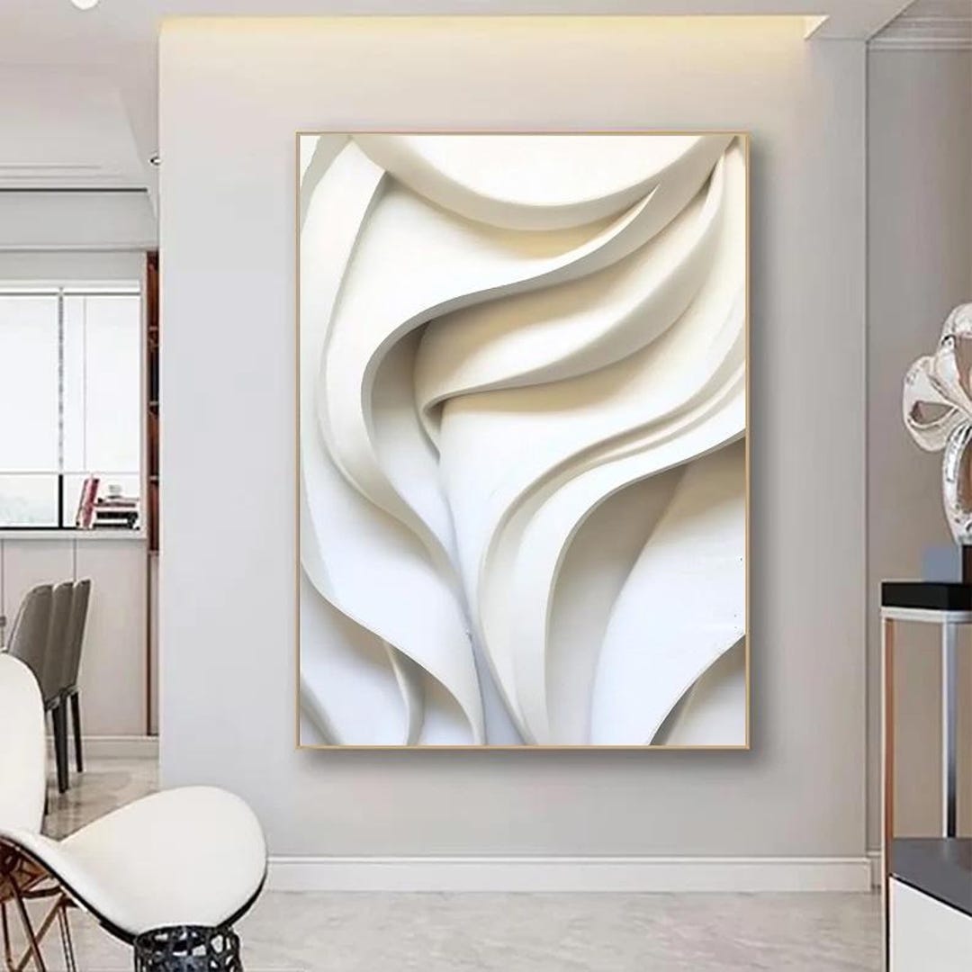 3D White Minimalist Textured Wall Decor Vision Board Large Beige Photo Inspiration