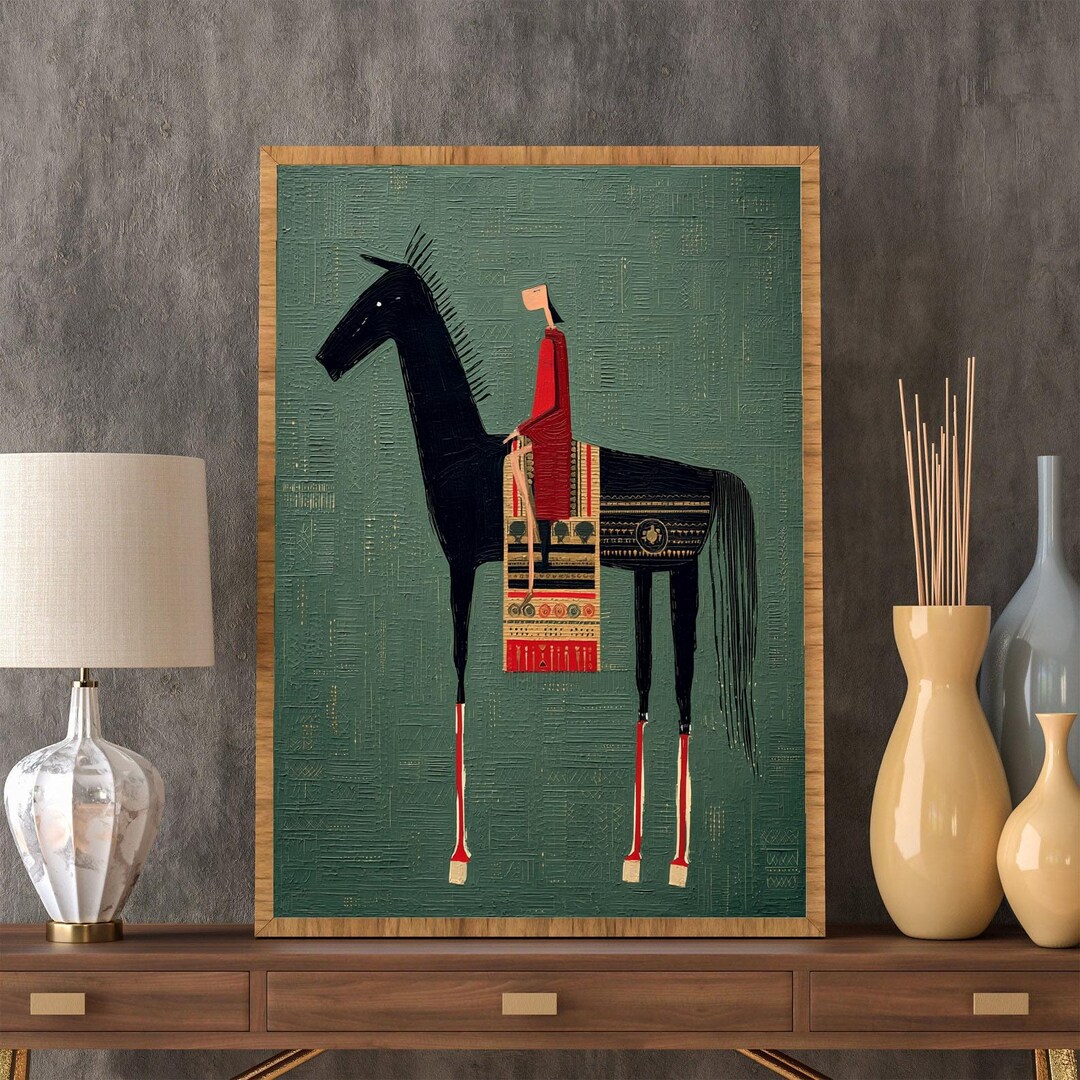 Modern Abstract Horse Rider Art | Textured Impasto Painting | Wabi Sabi ...