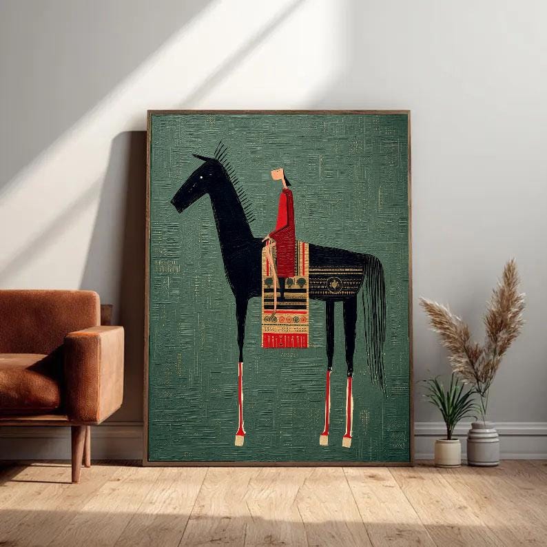 Modern Abstract Horse Rider Art | Textured Impasto Painting | Wabi Sabi ...