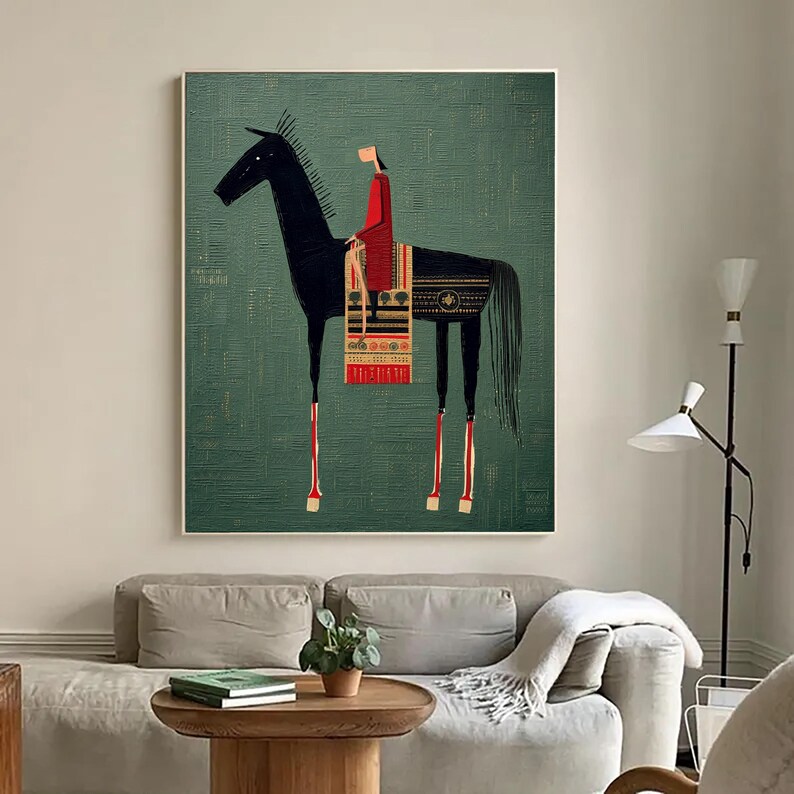Modern Abstract Horse Rider Art | Textured Impasto Painting | Wabi Sabi ...