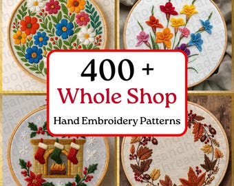 Whole Shop Hand Embroidery Pattern Bundle | Beginner to Advanced (PDF)