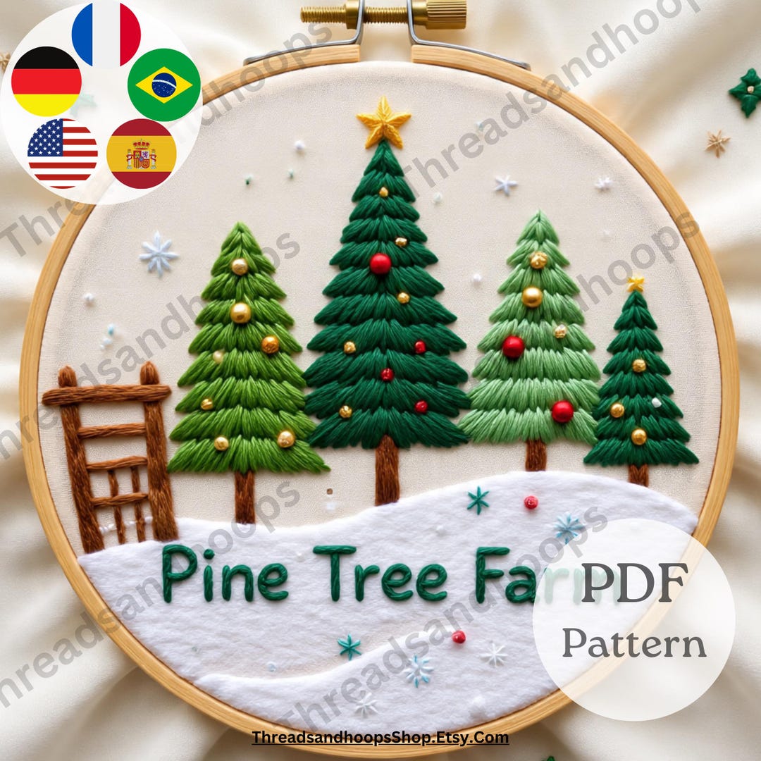 Pine Tree Farm Embroidery Pattern – Winter Forest Hoop Art (PDF Pattern ...