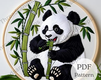 Panda Embroidery Pattern | Bamboo Design, Beginner Friendly (PDF Pattern)