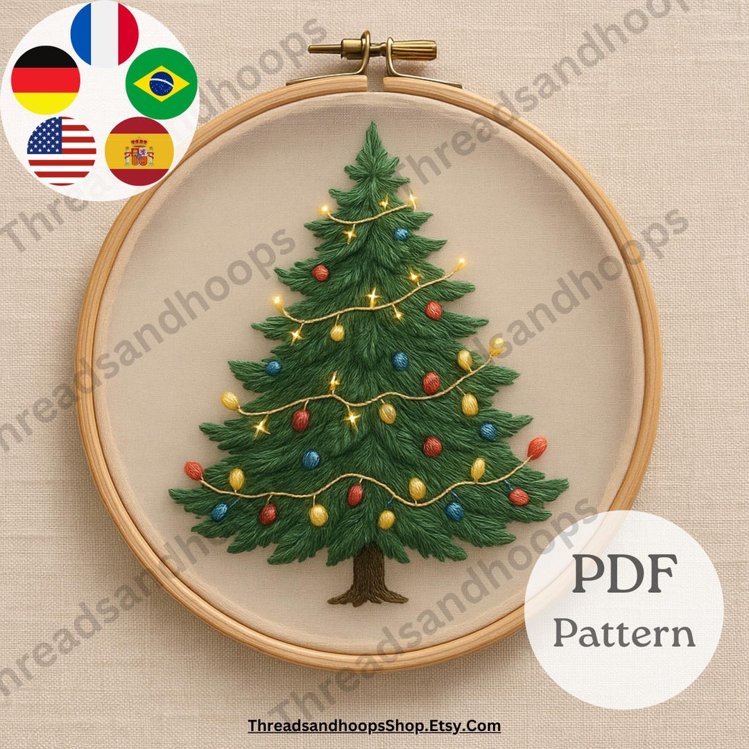Christmas Tree Hand Embroidery PDF Pattern – Holiday Ornament Design ...