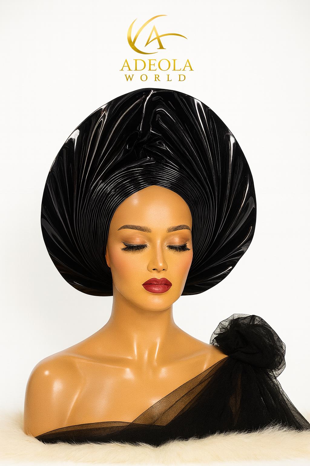 Shiny Gold Auto Gele: Aso Oke African Headwrap