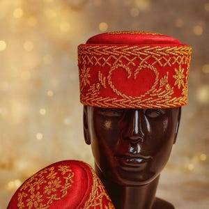 African Velvet beaded cap , African hat,Hausa cap,kufi hat,kufi cap, African cap, Hausa multicolor cap, nigerian wedding hat for men.