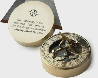 Personalized Working Sundial Compass, Engraved Compass, Anniversary Gift Compass, Compass For Husband, Anniversary & Valentine’s Day