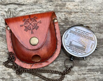 Personalized Brass Compass Engraved with Leather Cover 2 Inch Vintage Compass for Birthday Anniversary Wedding Friendship Day Best Gift Idea