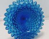 FENTON Vintage Hobnail Blue Glass Fairy Lamp Ruffled Edge Open Bowl Candy dish Glassware part