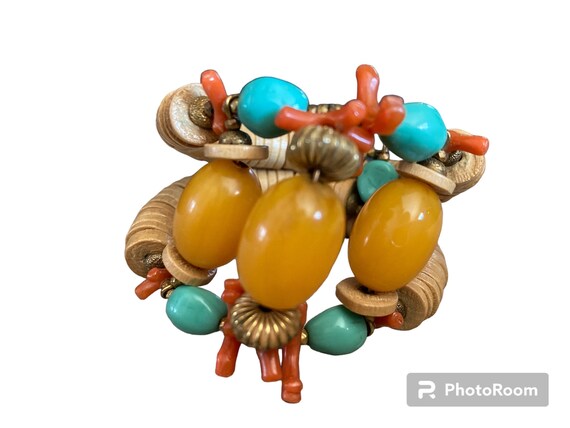 Miriam Haskell Egyptian Bracelet, Faux Turquoise … - image 1