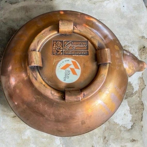 Vintage Gregorian Solid Copper Tea Kettle Handcrafted Colonial