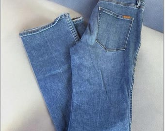 WHBM Everyday Soft High Rise Skinny Flare Jeans, Blue Size 8 Inseam 32