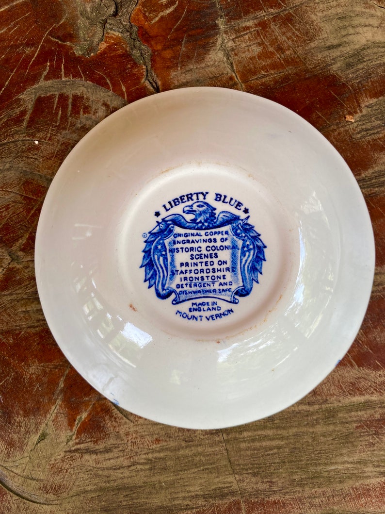 Liberty Blue Cereal Bowl, England Blue Transferware, Mount Vernon