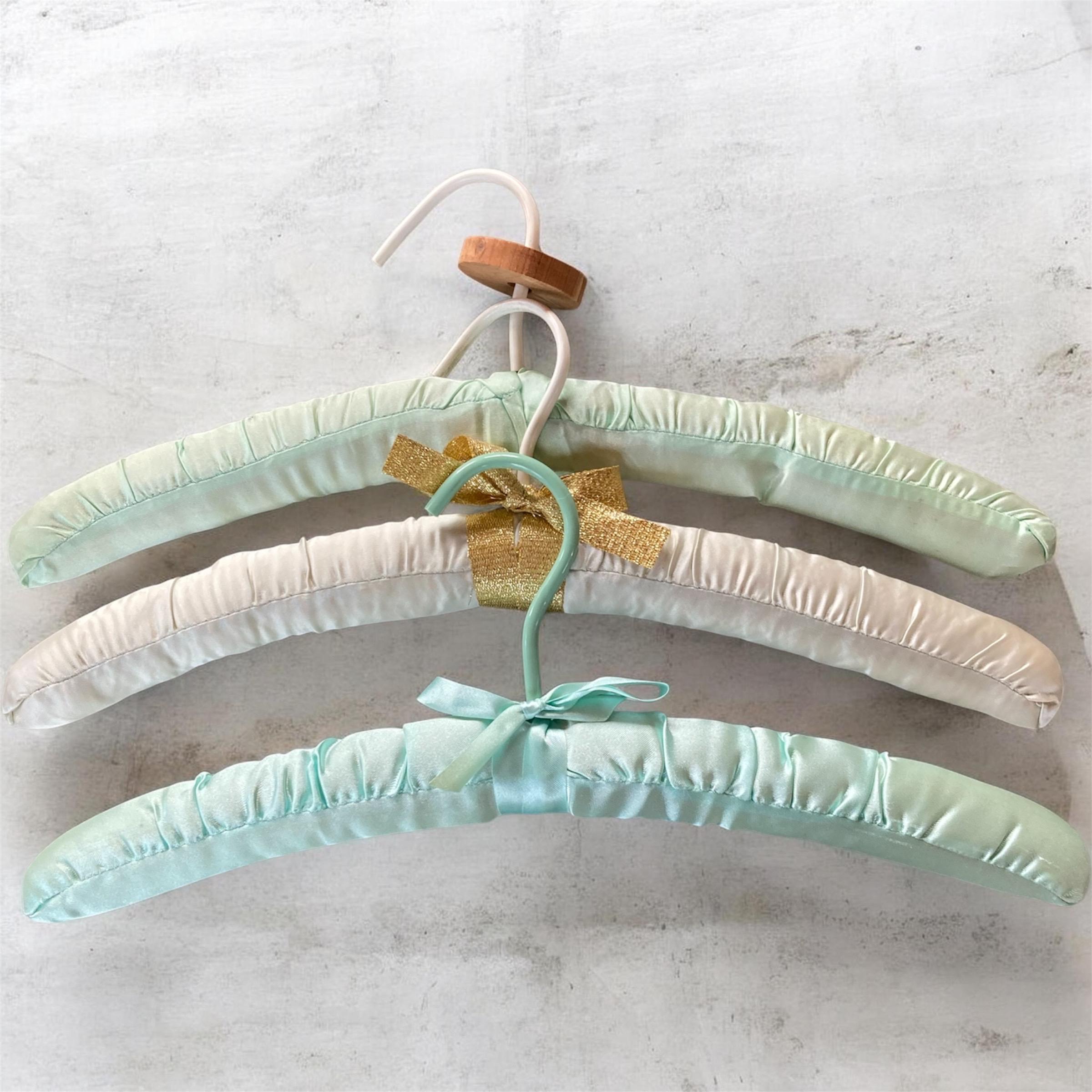 Cloths Rack Mcm MCM Vintage Solid Satin Blues Fabric Padded Clothes Hanger: Set of 3 - Etsy