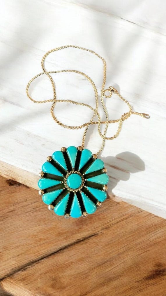 Benson Yazzie Signed Navajo Petit Point Turquoise Sterling Silver