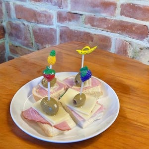 Vintage Fruit Appetizer Picks: Colorful Bar Drink Sticks, Set of 44