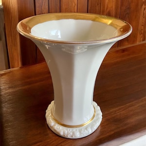 Antique White Flower Vase, Gilt Trim Porcelain Vase, Rosenthal Germany, 1920